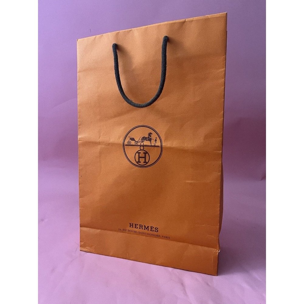 Hermes Paper Reusable Shopping Bag Gift Orange 17" x 11 " x 4"